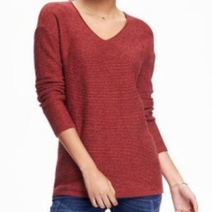 Banana Republic Ribbed Lightweight Sweater Burnt Carmel V Neck Size S NWT